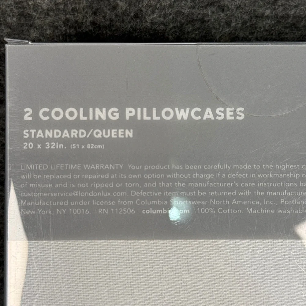 Columbia 2 Pack Cooling Pillowcases Omni-Wick Cotton Percale Earl Gray Std/Queen
